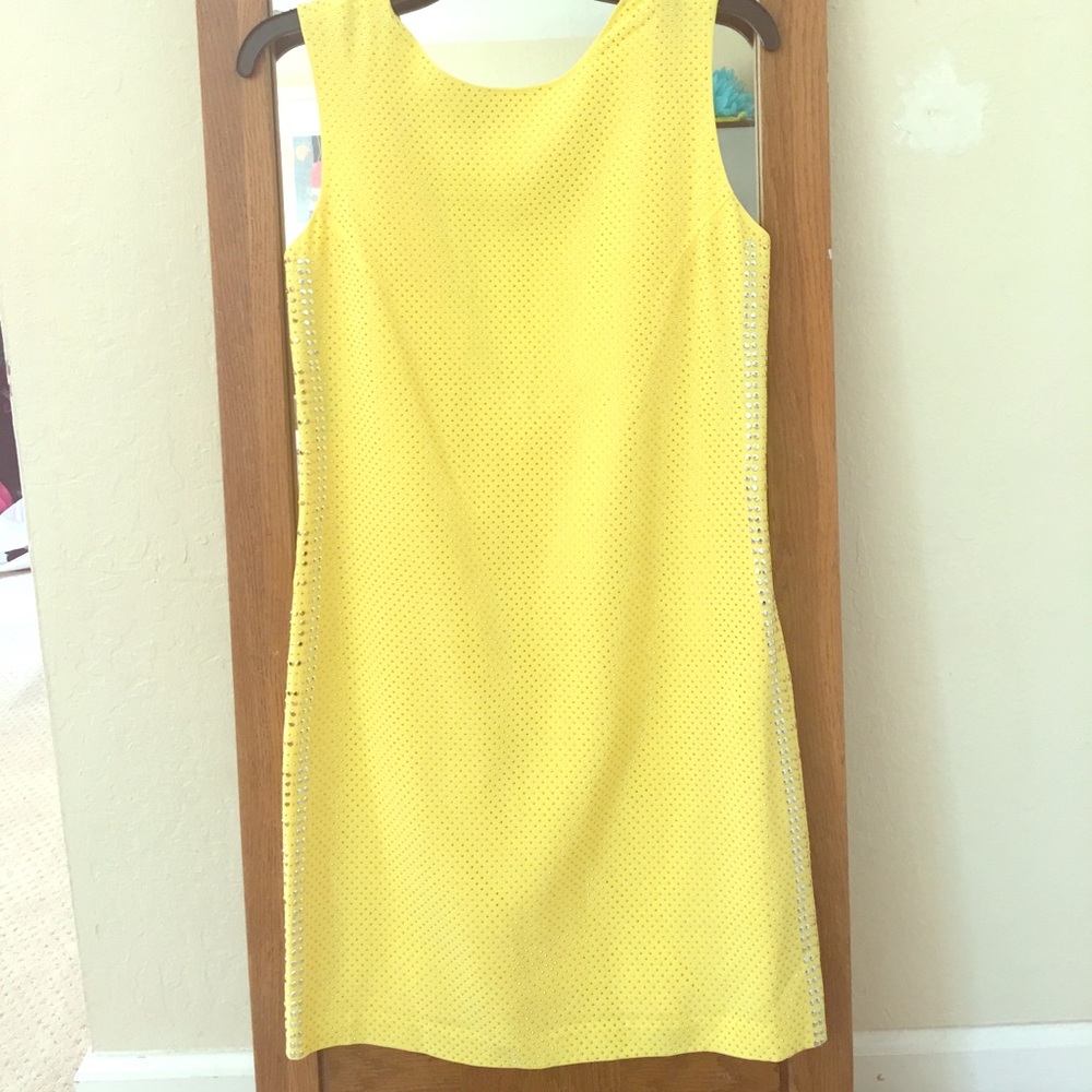 Versace for H &M Yellow Studded Silk mini dress, Size 4
